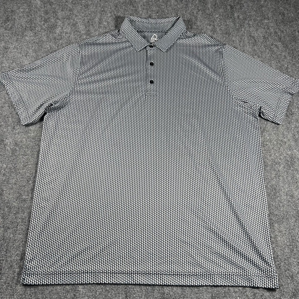 DEOLAX XXL Golf Polo‎ Shirt Black White Geometric Print Short Sleeve Mens